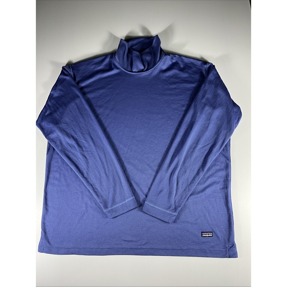 Vintage Patagonia Capilene XL Blue Mock Neck Long Sleeve Base Layer Made USA